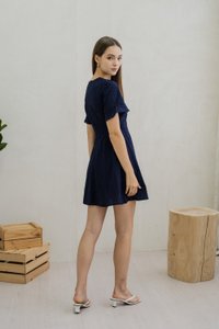 Cecil Crochet Embroidered Dress In Navy (XS)