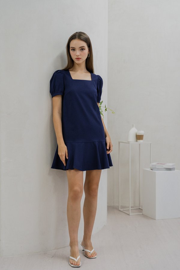 Denise Dropwaist Hem Dress In Navy (XS)