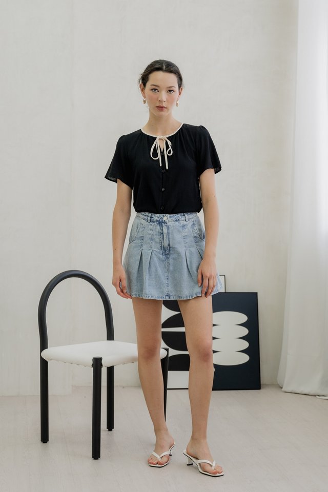 Peri Pleated Denim Skort
