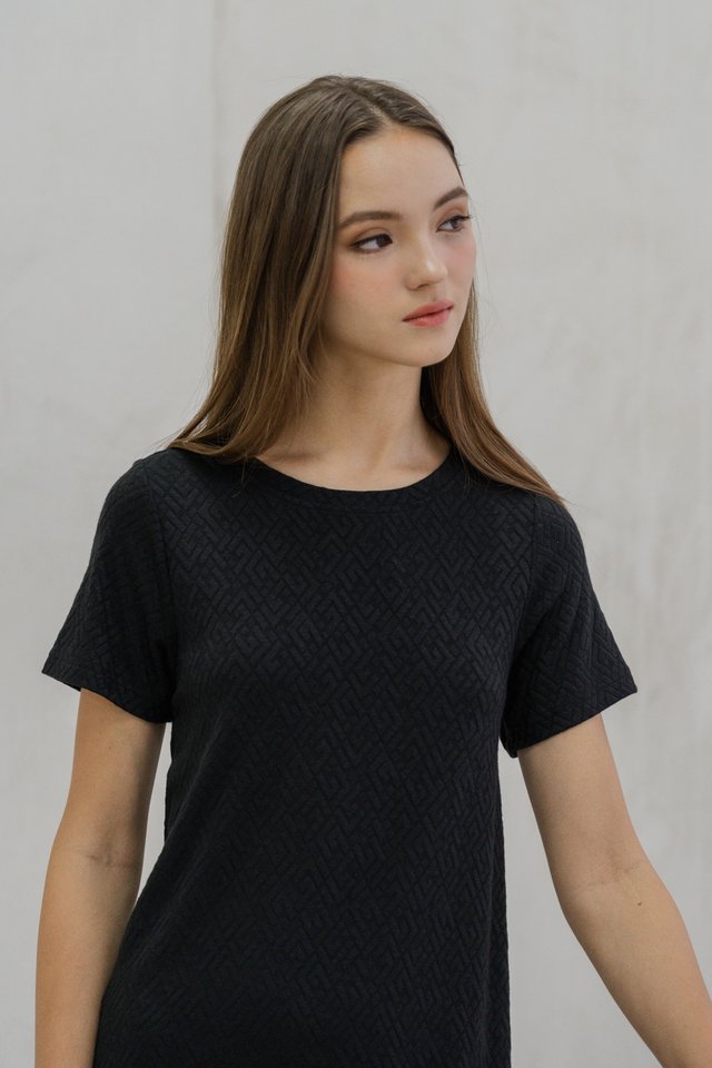 Krystel Knit Shift Dress In Black