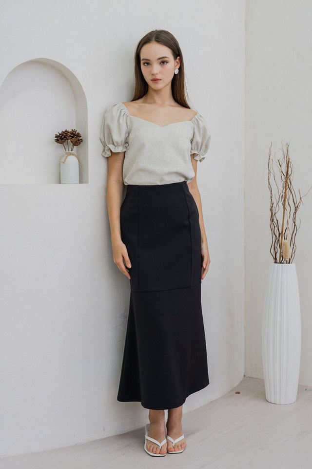 Glennys Puff Sleeve Top In Sand