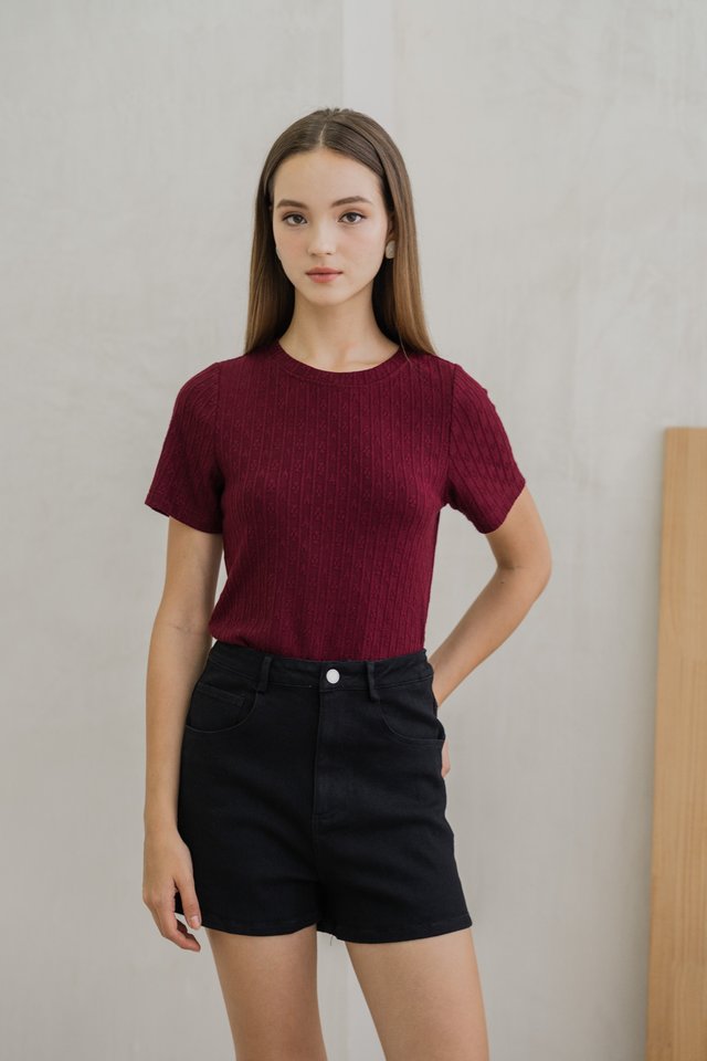 Nancy Knit Top In Wine