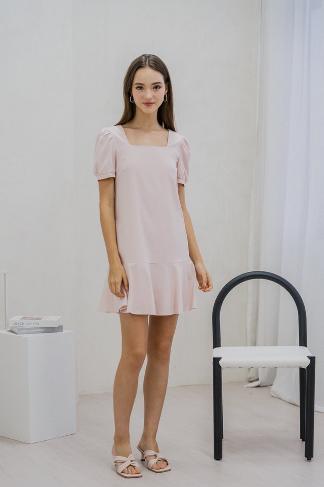 Denise Dropwaist Hem Dress In Pink