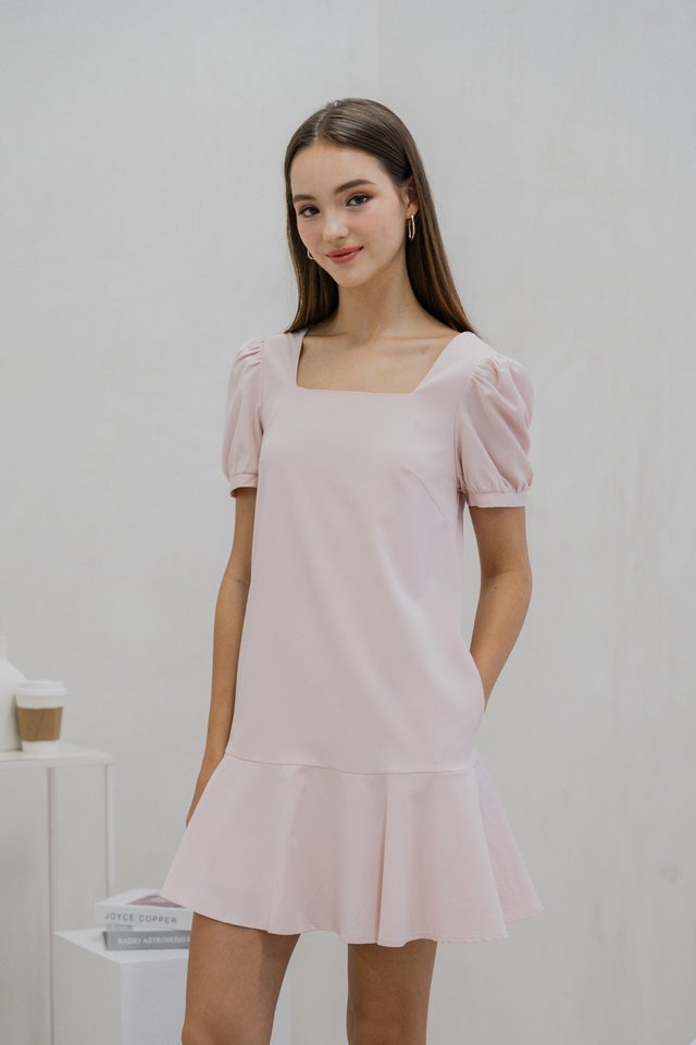 Denise Dropwaist Hem Dress In Pink