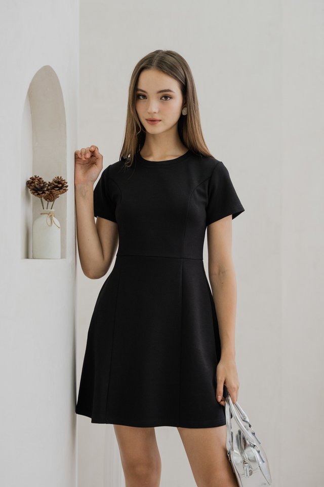 Carmen Panelled Dress In Black