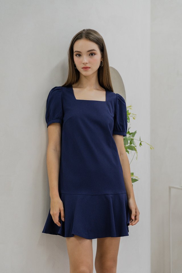 Denise Dropwaist Hem Dress In Navy