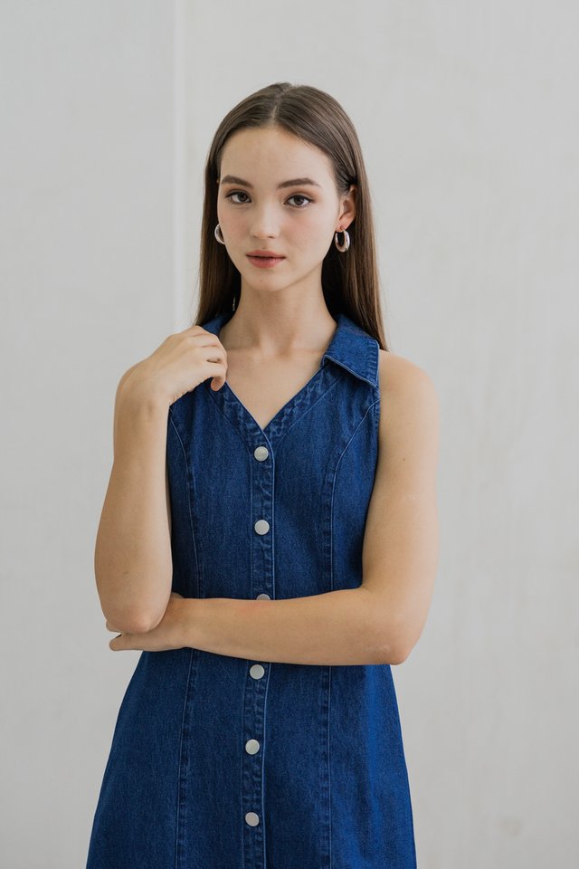 Kate Halter Denim Maxi Dress