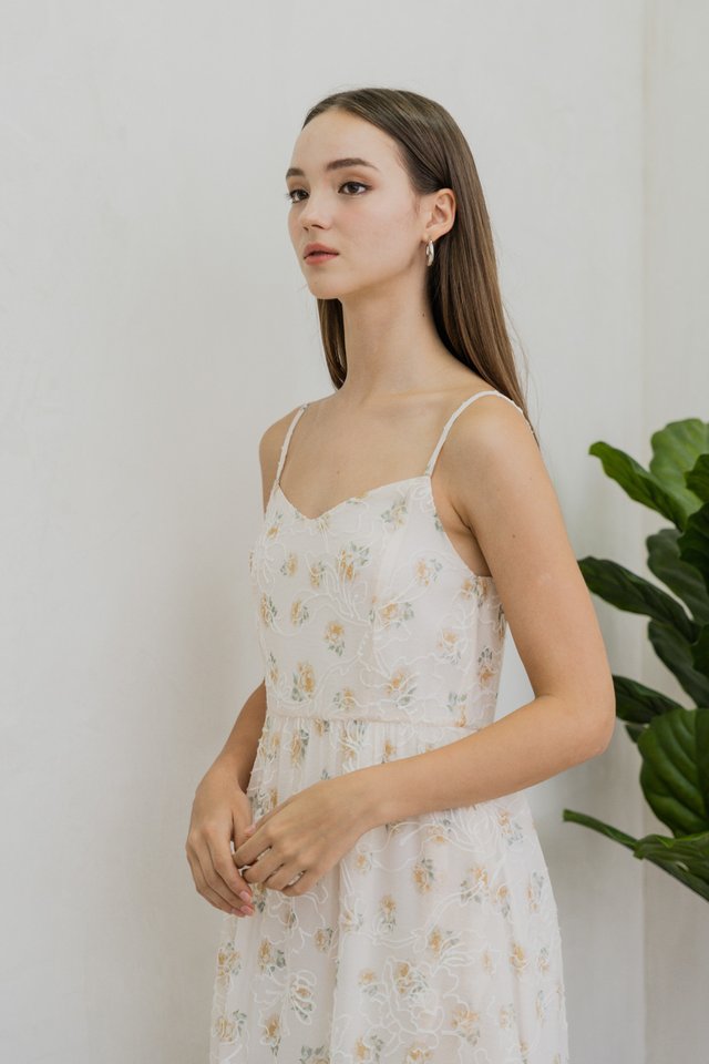 Emelda Embroidery Camisole Midi Dress