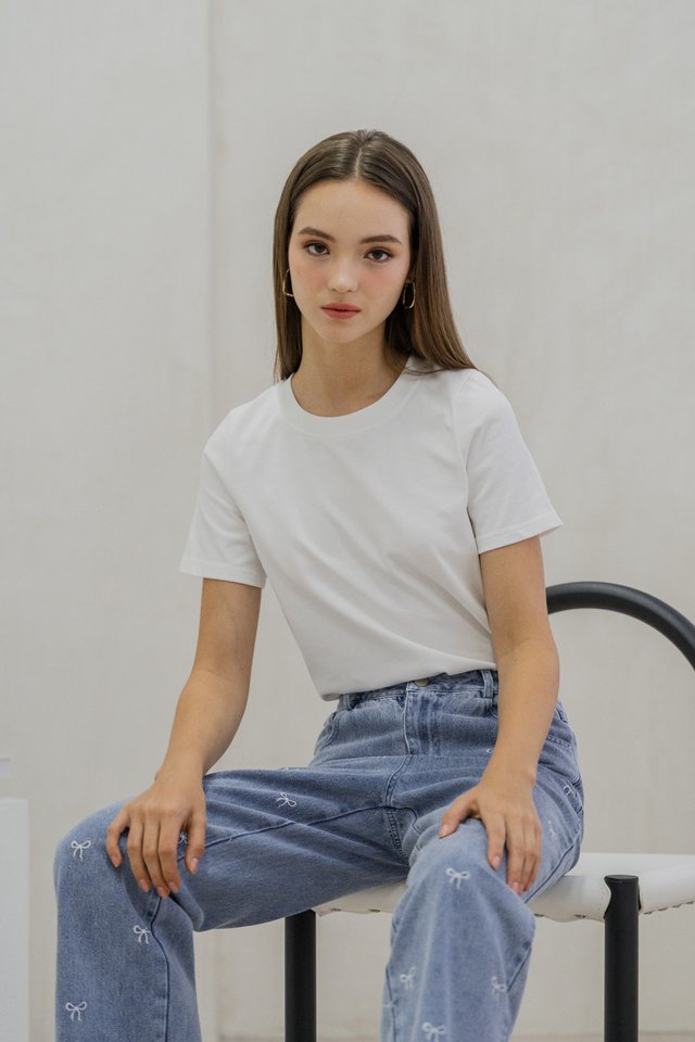 Delancie Ribbon Embroidery Denim Jean