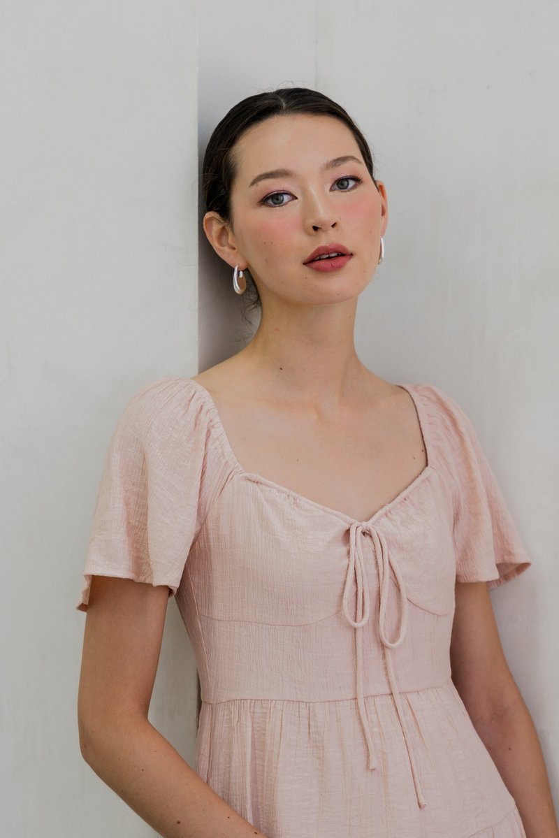 Gracie Textured Tiered Dress In Pink (XS)