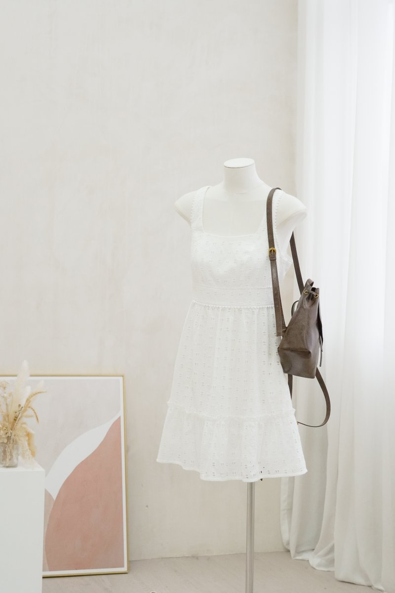 Kimia Eyelet Dropwaist Dress In White