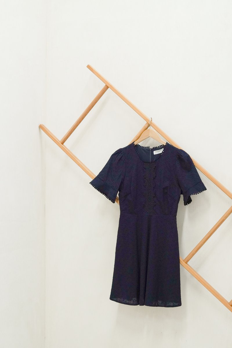 Cecil Crochet Embroidered Dress In Navy (XS)