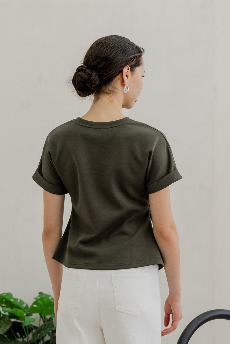 Rae Side Ruched Top In Olive