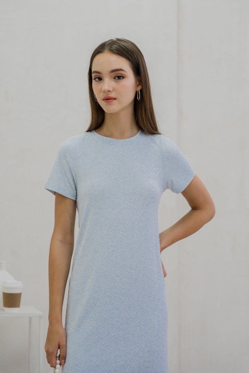 Krystel Knit Shift Dress In Powder Blue (XS)