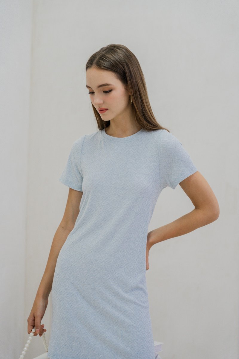 Krystel Knit Shift Dress In Powder Blue (XS)
