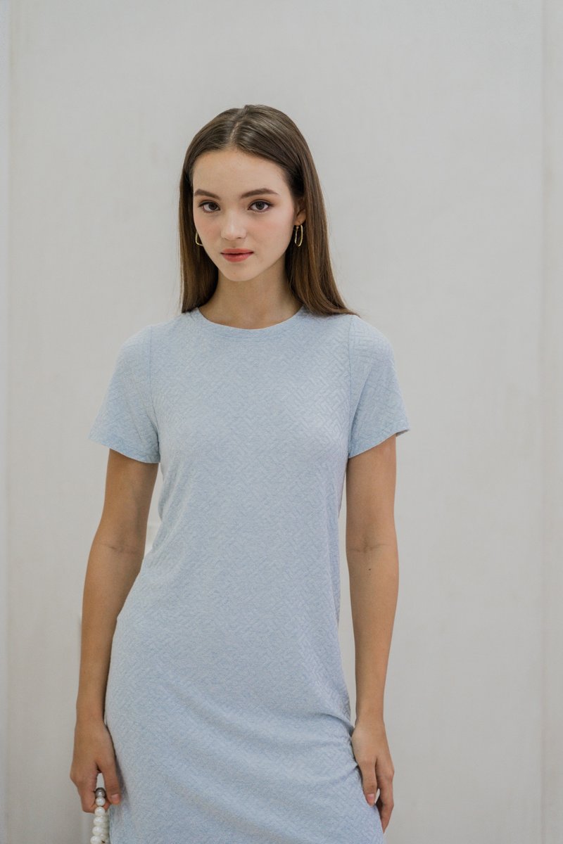 Krystel Knit Shift Dress In Powder Blue (XS)