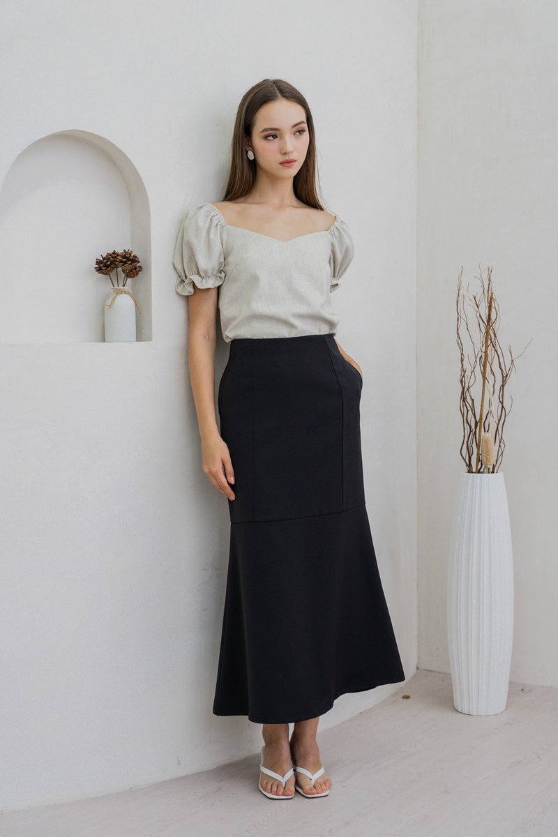 Glennys Puff Sleeve Top In Sand (XS)