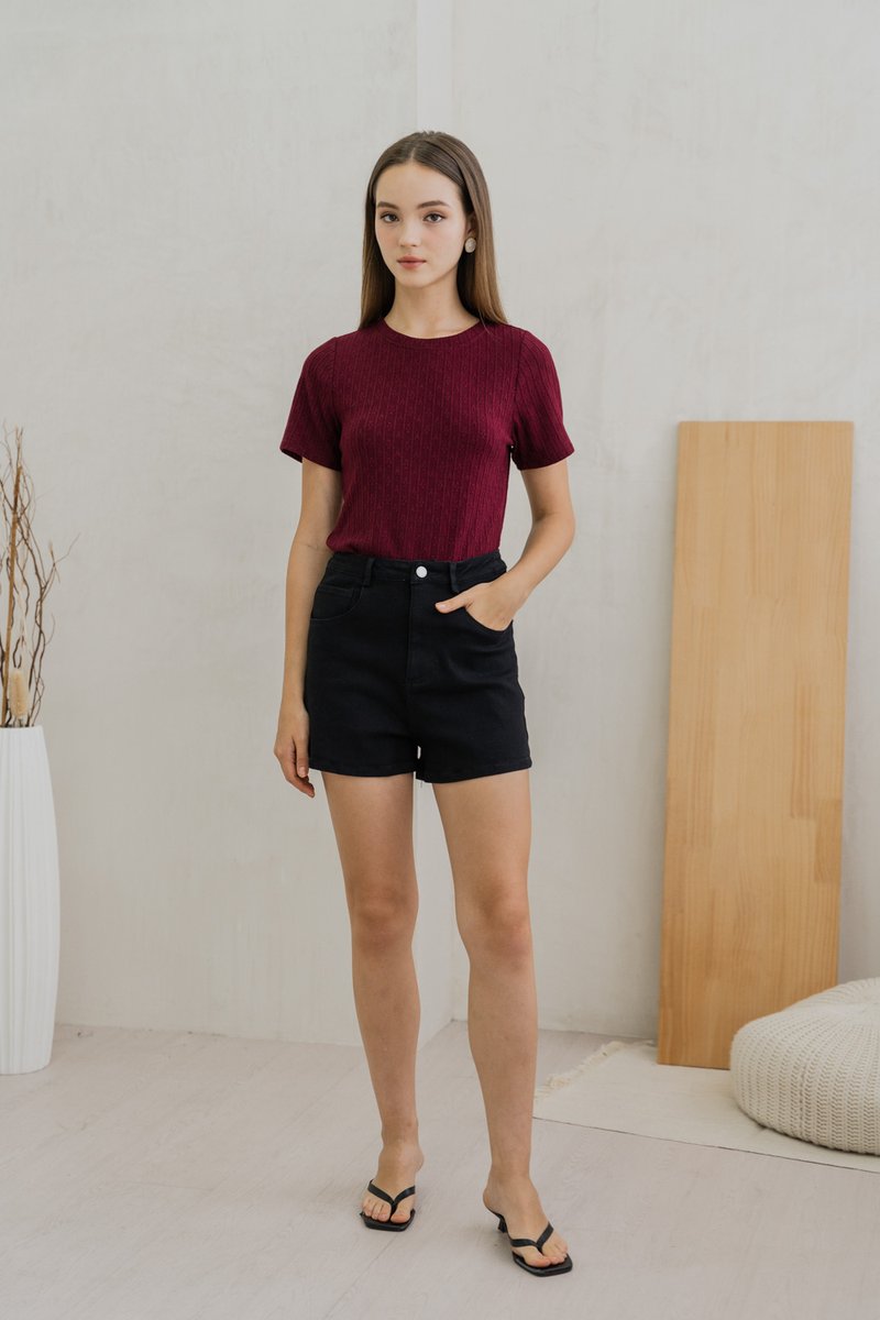 Dahlia Denim High Waisted Shorts In Black