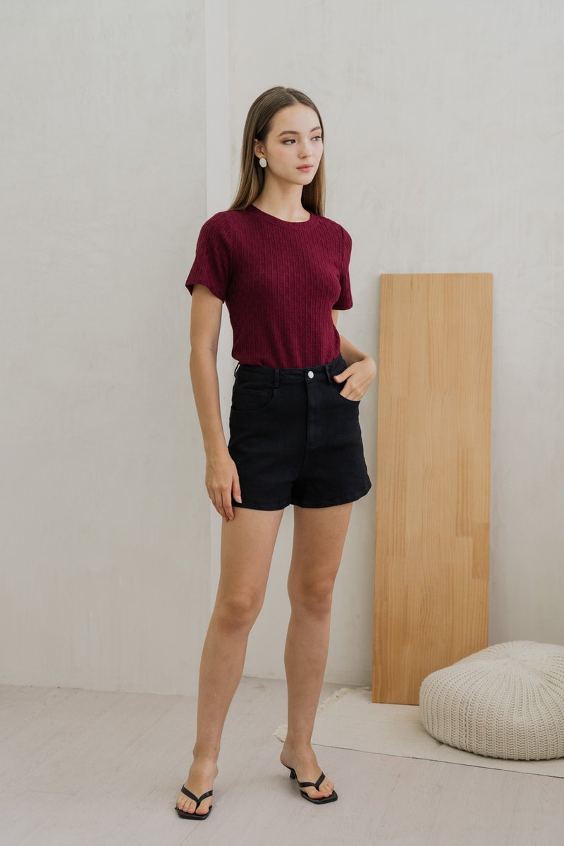 Dahlia Denim High Waisted Shorts In Black