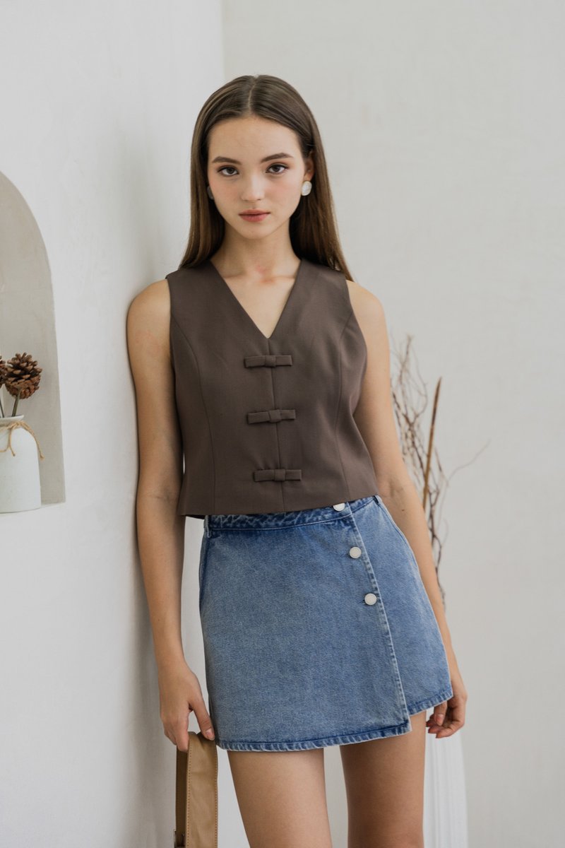 Odelia Denim Overlap Skort (XS)