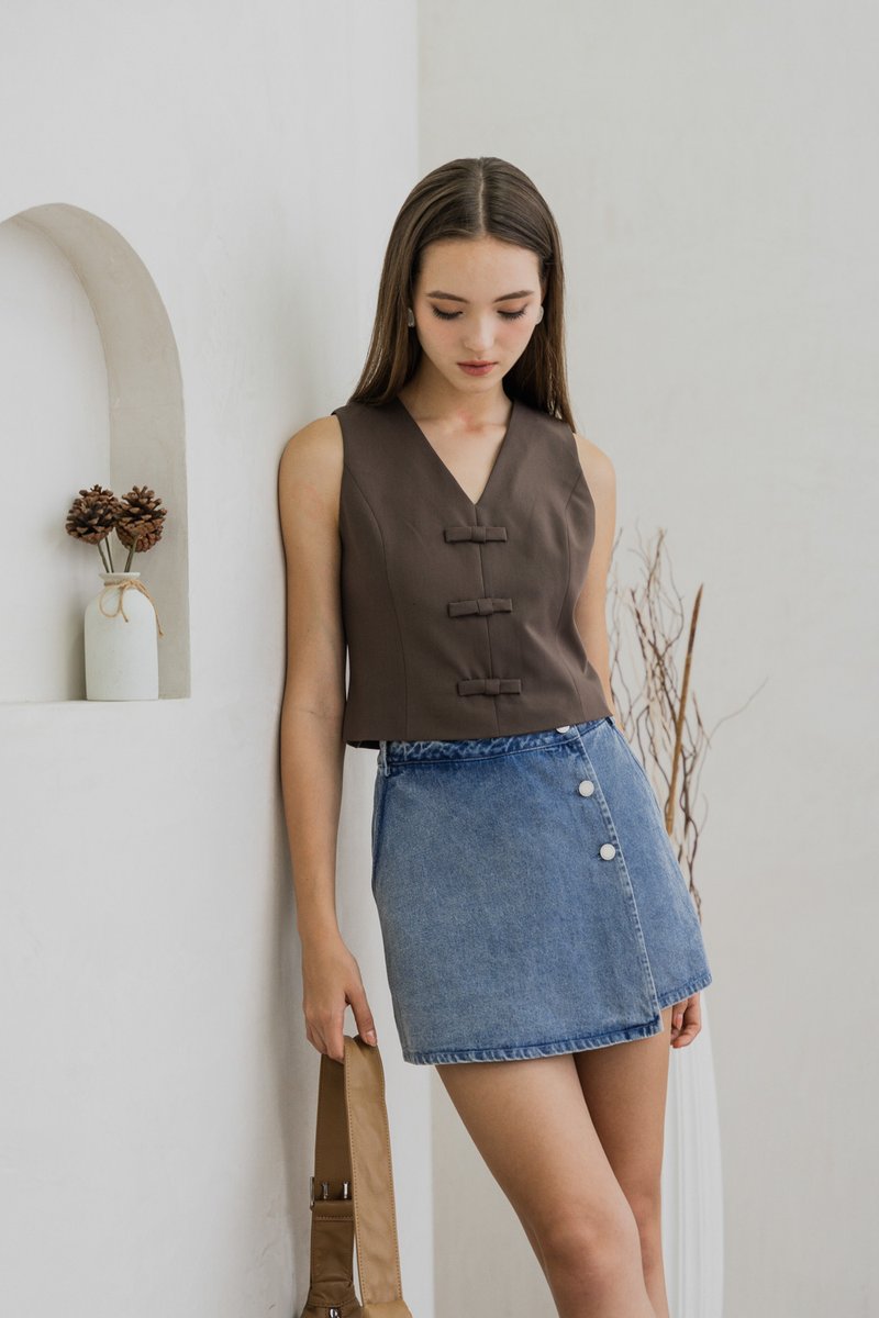 Odelia Denim Overlap Skort (XS)