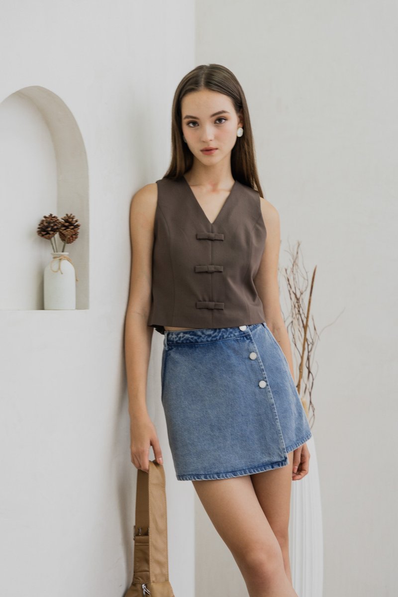 Odelia Denim Overlap Skort (XS)