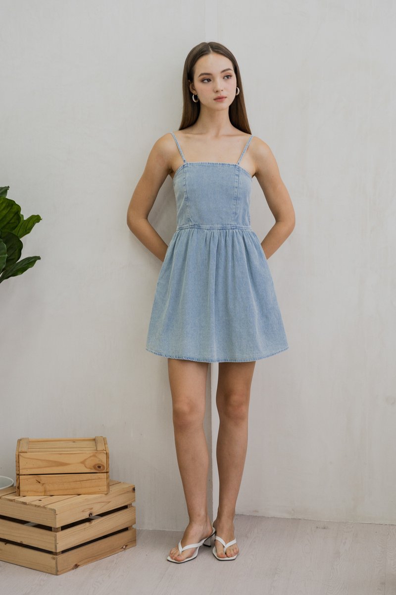 Diedra Denim Camisole Dress Romper(XS)