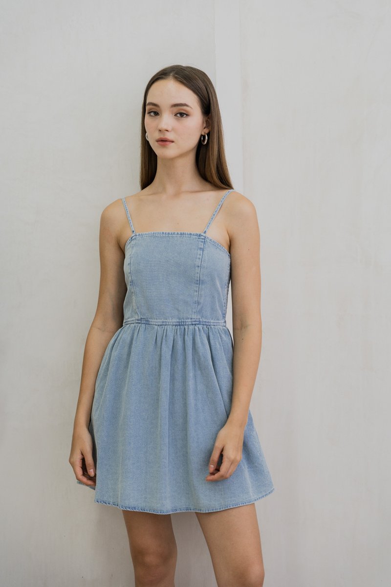 Diedra Denim Camisole Dress Romper(XS)