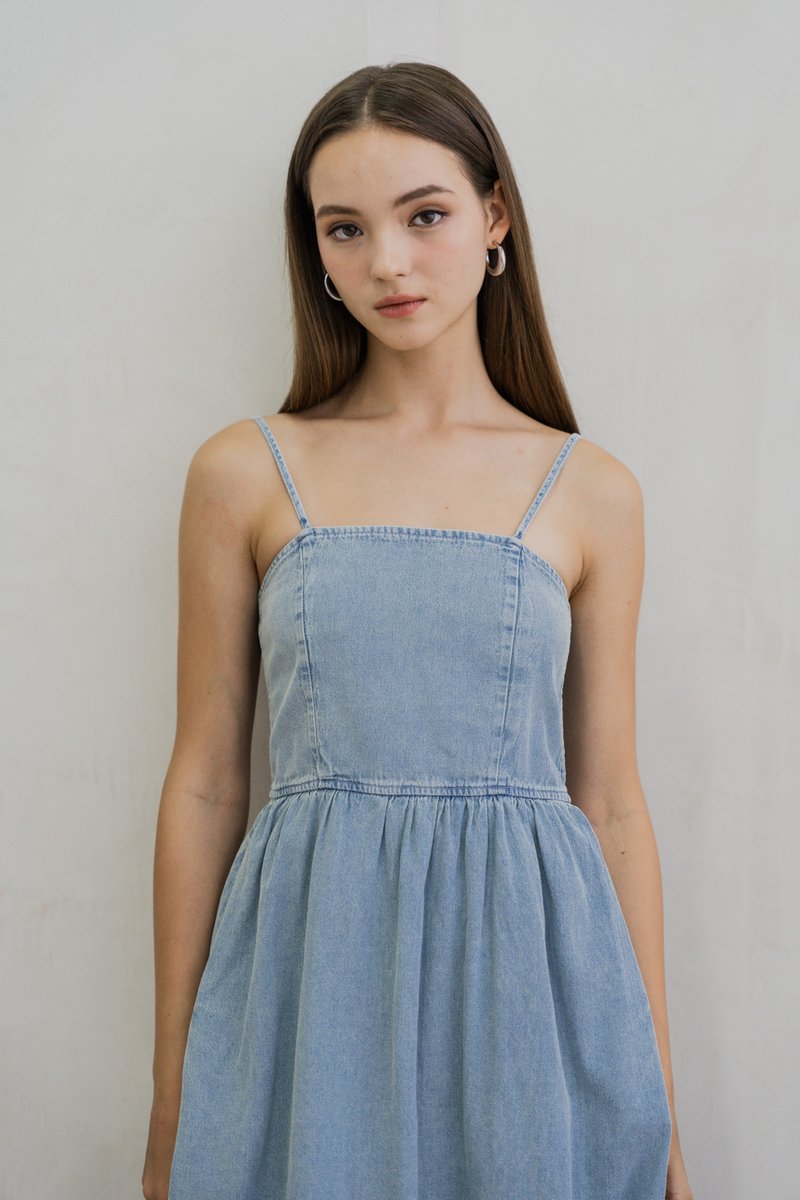 Diedra Denim Camisole Dress Romper(XS)