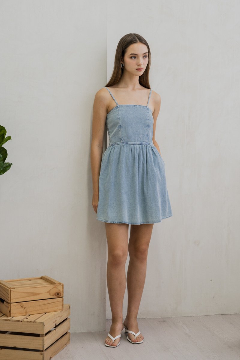 Diedra Denim Camisole Dress Romper(XS)