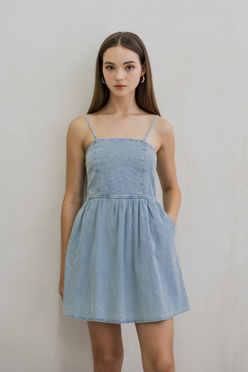 Diedra Denim Camisole Dress Romper(XS)