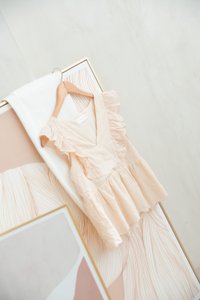 Avril Ribbon Embroidered Ruffle Top In Cream