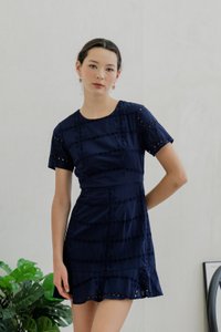 Esme Eyelet Dropwaist Dress In Navy