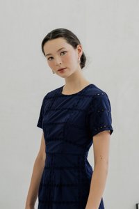 Esme Eyelet Dropwaist Dress In Navy