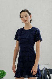 Esme Eyelet Dropwaist Dress In Navy