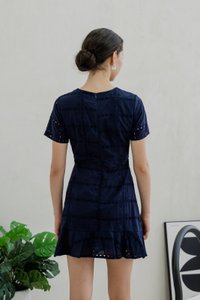 Esme Eyelet Dropwaist Dress In Navy
