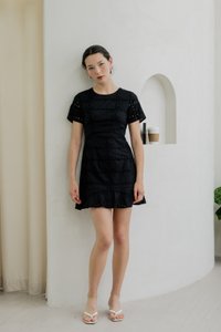 Esme Eyelet Dropwaist Dress In Black
