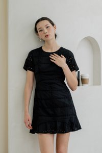Esme Eyelet Dropwaist Dress In Black