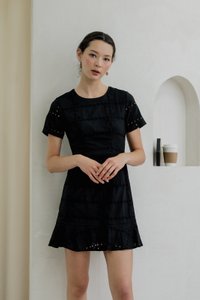 Esme Eyelet Dropwaist Dress In Black