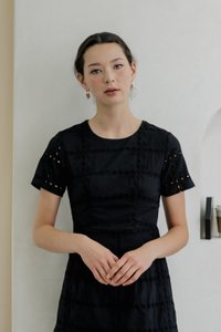 Esme Eyelet Dropwaist Dress In Black