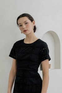 Esme Eyelet Dropwaist Dress In Black