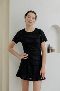 Esme Eyelet Dropwaist Dress In Black
