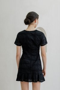 Esme Eyelet Dropwaist Dress In Black