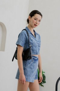 Daffodil Denim Pocket Collared Top
