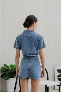 Daffodil Denim Pocket Collared Top