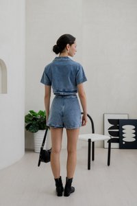 Daffodil Denim Pocket Collared Top