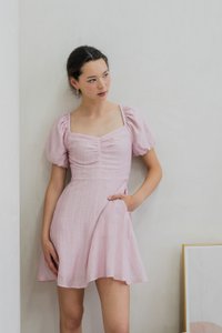 Primrose Textured Puff Sleeve Dress In Pink