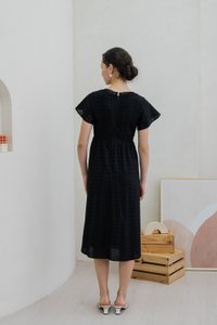 Caprise Crochet Eyelet Midi Dress In Black (XS)