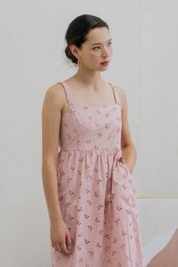 Elle Eyelet Midi Dress In Pink