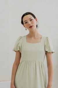 Theresa Texture Puffed Sleeve Maxi Dress In Sage (XS)
